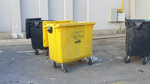 waste disposal containers at a trade fair