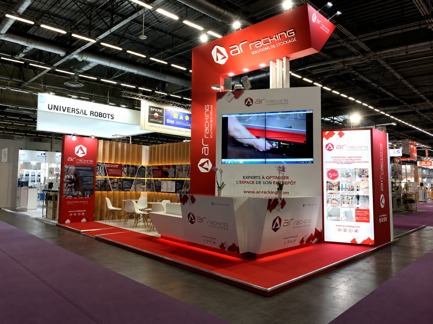 Stand de feria: SITL 2017: construcción de stand Vissual Events &I70 AR RACKING, vista 1