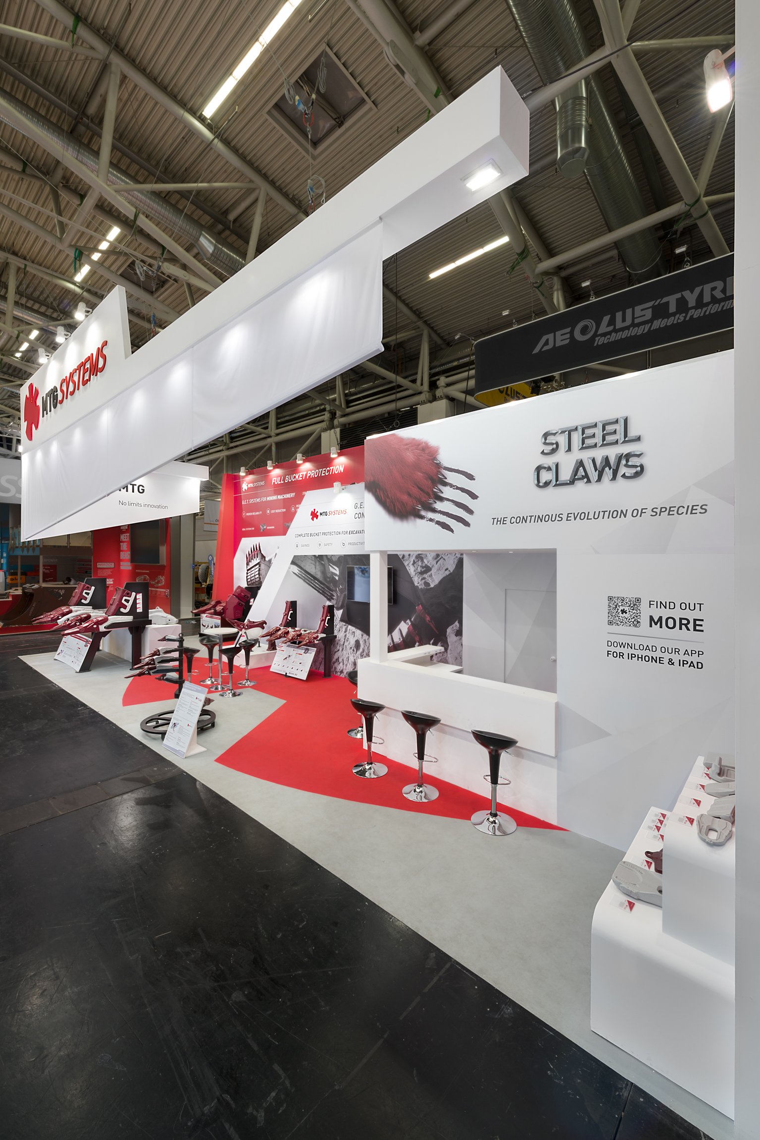 Stand de feria: BAUMA 2026: construccion de stand Vissual Events altillo, vista 3